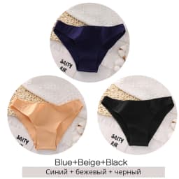FINETOO 3PCS/Set Women's Panties Cotton Brazilian Underwear Women Sexy V Waist Women's Thong Female Underpants Intimate Lingerie