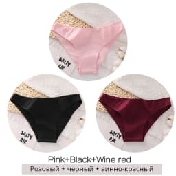 FINETOO 3PCS/Set Women's Panties Cotton Brazilian Underwear Women Sexy V Waist Women's Thong Female Underpants Intimate Lingerie