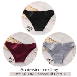 FINETOO 3PCS/Set Women's Panties Cotton Brazilian Underwear Women Sexy V Waist Women's Thong Female Underpants Intimate Lingerie