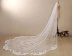 Elegant white Ivory cathedral wedding veil wave shaped lace Bridal veil 3m 4m 5m with Comb Wedding Accessories Customiz veil