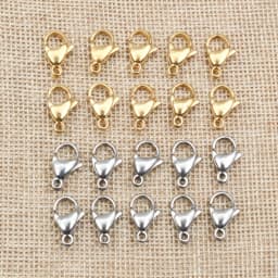 30pcs/lot 10*5mm 12*7mm Stainless Steel Gold Lobster Clasp Hooks for Necklace&Bracelet Chain DIY Fashion Jewelry Findings