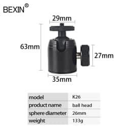 BEXIN K19 Mini Cold Shoe Ball Head Dual Use 1/4 Screw Cold Shoe Aluminum Alloy for Camera Phone Speedlite Tripod Selfie Stick