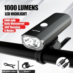 EasyDo Bicycle Front Light USB Rechargeable Bike Headlight 1000 Lumens High Power Led Flashlight for MTB Road Bike Accessories
