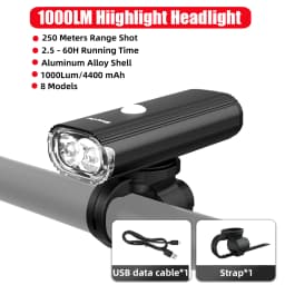 EasyDo Bicycle Front Light USB Rechargeable Bike Headlight 1000 Lumens High Power Led Flashlight for MTB Road Bike Accessories