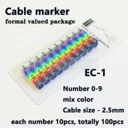 Cable Marker Wire Label EC-0 EC-1 1000pcs Mark Number 0 to 9 Cable Management Colored Wire Protection PVC Wire organizer Sleeves