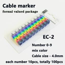 Cable Marker Wire Label EC-0 EC-1 1000pcs Mark Number 0 to 9 Cable Management Colored Wire Protection PVC Wire organizer Sleeves