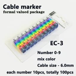 Cable Marker Wire Label EC-0 EC-1 1000pcs Mark Number 0 to 9 Cable Management Colored Wire Protection PVC Wire organizer Sleeves
