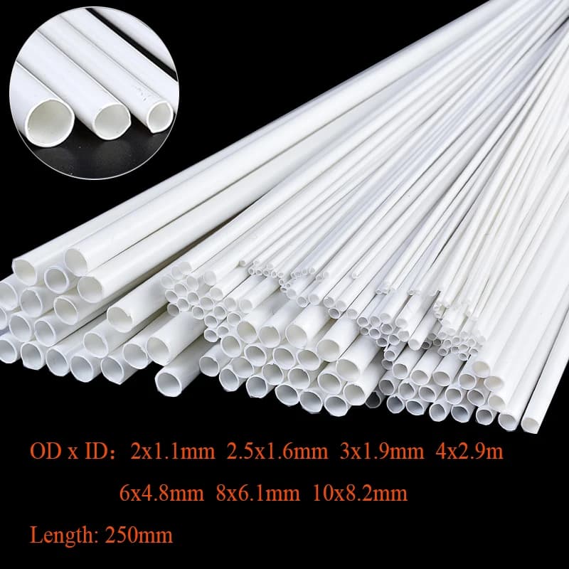 5/10/25/50pcs White ABS Round Plastic Pipe Tube Hollow Pipe OD 2/2.5/3/4/6/8mm X Length 250mm