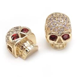 Copper Micro Pave Zircon Crystal CZ Geometry Crown Leopard Helmet Skull Loose Spacer Beads for Jewelry Making DIY Men Bracelet