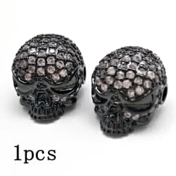 Copper Micro Pave Zircon Crystal CZ Geometry Crown Leopard Helmet Skull Loose Spacer Beads for Jewelry Making DIY Men Bracelet