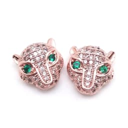 Copper Micro Pave Zircon Crystal CZ Geometry Crown Leopard Helmet Skull Loose Spacer Beads for Jewelry Making DIY Men Bracelet
