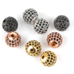 Copper Micro Pave Zircon Crystal CZ Geometry Crown Leopard Helmet Skull Loose Spacer Beads for Jewelry Making DIY Men Bracelet