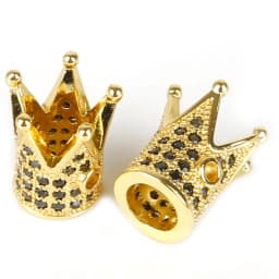 Copper Micro Pave Zircon Crystal CZ Geometry Crown Leopard Helmet Skull Loose Spacer Beads for Jewelry Making DIY Men Bracelet