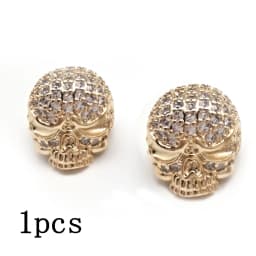 Copper Micro Pave Zircon Crystal CZ Geometry Crown Leopard Helmet Skull Loose Spacer Beads for Jewelry Making DIY Men Bracelet
