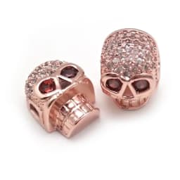 Copper Micro Pave Zircon Crystal CZ Geometry Crown Leopard Helmet Skull Loose Spacer Beads for Jewelry Making DIY Men Bracelet