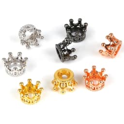 Copper Micro Pave Zircon Crystal CZ Geometry Crown Leopard Helmet Skull Loose Spacer Beads for Jewelry Making DIY Men Bracelet