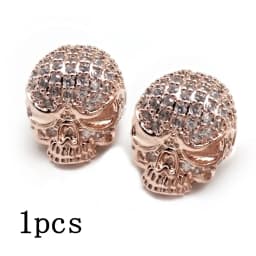 Copper Micro Pave Zircon Crystal CZ Geometry Crown Leopard Helmet Skull Loose Spacer Beads for Jewelry Making DIY Men Bracelet
