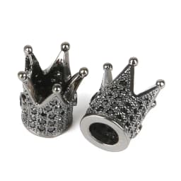 Copper Micro Pave Zircon Crystal CZ Geometry Crown Leopard Helmet Skull Loose Spacer Beads for Jewelry Making DIY Men Bracelet
