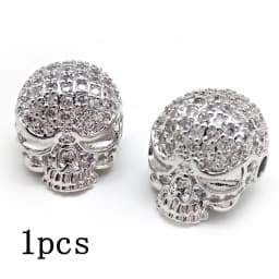 Copper Micro Pave Zircon Crystal CZ Geometry Crown Leopard Helmet Skull Loose Spacer Beads for Jewelry Making DIY Men Bracelet
