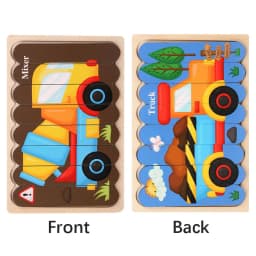 Cartoon Animal Double-sided Strip Wooden Puzzles Kids Montessori Jigsaw Game Baby Educational Toys for Children
