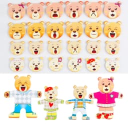QWZ Little Bear Change Clothes Children's Early Education Wooden Jigsaw Puzzle Dressing Game Baby Puzzle Toys For Children Gift