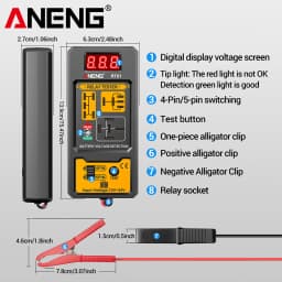 ANENG 11-25V Relay Detector RT01 Digital Universal 4/5 Pins Car Battery Vehicle Detection Digital Display Voltage Battery Tester