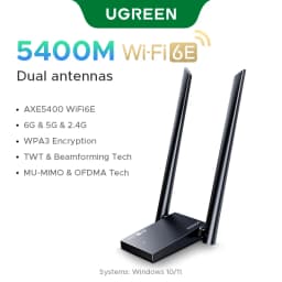 UGREEN WiFi Adapter AX900 AX1800 AC1300 WiFi6/5 5GHz&2.4GHz USB WiFi Dongle Antenna for Desktop Laptop USB Ethernet Network Card