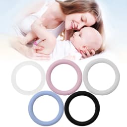 5pcs Food Grade BPA Free Silicone Adapter Rings Holder for Button Style Dummy Nipple Baby Pacifier Soother Teething Ribbon Clip