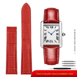 Genuine Leather Strap Replacement For Cartier Tank Solo Men Women Watch Chain Blue red pink Watchband Bracelet Belt 16 18 20mm
