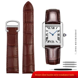 Genuine Leather Strap Replacement For Cartier Tank Solo Men Women Watch Chain Blue red pink Watchband Bracelet Belt 16 18 20mm