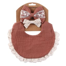 3Pcs/Set Solid Muslin Cotton Bamboo Baby Bib Tassel Lace Boy Girl Feeding Drool Saliva Towel Burp Cloth Adjustable Infant Scarf