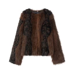 Chic Street Faux Fur Jacket Women Short Coat Elegant Fluffy Loose Warm Long Sleeve Female Outwear 2025 Autumn Winter Lady Jacket