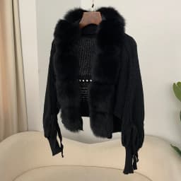 2024 Winter New Fashion Knitting Cardigan Placket Coat Women Casual Real Fox Fur Coat Short Warm Knitted Jacket with Natural Fur