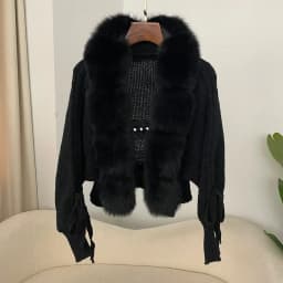 2024 Winter New Fashion Knitting Cardigan Placket Coat Women Casual Real Fox Fur Coat Short Warm Knitted Jacket with Natural Fur