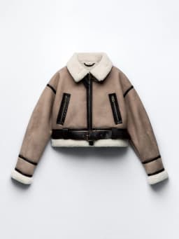 Ailegogo Streetwear Women Retro Loose Spliced Faux Leather Soft Fur Short Jacket Winter Female Zipper Belt Coat Vintage Outwear