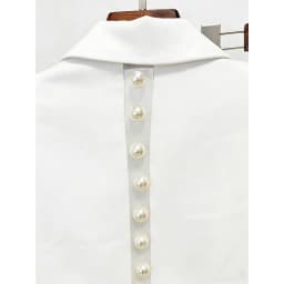 HIGH STREET Newest 2026 Designer Runway Suit Set Women's Pearls Beaded Gauze Patchwork Slim Fitting Blazer Pants Set
