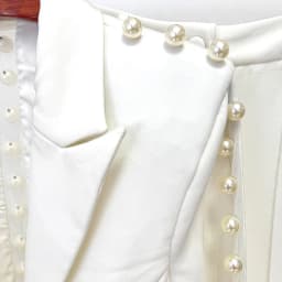 HIGH STREET Newest 2026 Designer Runway Suit Set Women's Pearls Beaded Gauze Patchwork Slim Fitting Blazer Pants Set
