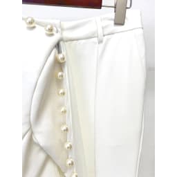HIGH STREET Newest 2026 Designer Runway Suit Set Women's Pearls Beaded Gauze Patchwork Slim Fitting Blazer Pants Set