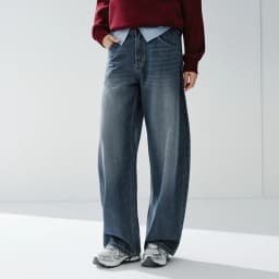 Semir Vintage Jeans Women 2026 Spring Distressed Loose Curved Blade Lyocell Blend Casual Retro Long Trousers