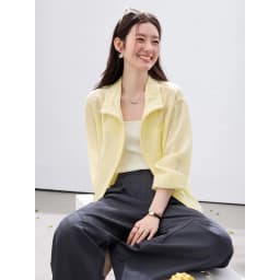 VIMLY Women's Minimalist Sun Protection Jacket 2026 Spring New Fashion Casual Yellow Mock Neck Loose Office Wear for Women A5179