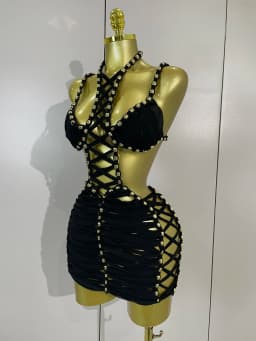 Sexy Black Halter Neck Perspective Hollow Mini Dresses 2026 Women Summer Backless Nightclub Party Evening Club Performance Dress