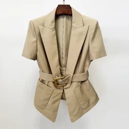 HIGH STREET Newest Fashion 2026 Designer Jacket Women's Short Sleeve Belted Casual Blazer