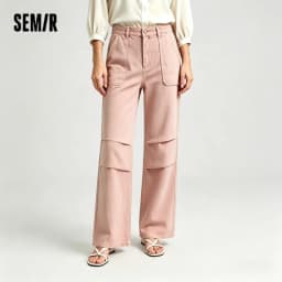 Semir Women Pants Denim Drawstring Cool Feeling Loose Workwear American Street Style Cool Wide Leg 2026 Summer Fashion Top