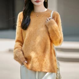 WinvyNee Women's Clothing Brushed Wool O Neck Pink Causal Sweaters Soft Solid Knitted Tops Pullovers Jumpers Winter A1713001