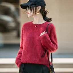 WinvyNee Women's Clothing Brushed Wool O Neck Pink Causal Sweaters Soft Solid Knitted Tops Pullovers Jumpers Winter A1713001