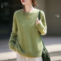 WinvyNee Women's Clothing Brushed Wool O Neck Pink Causal Sweaters Soft Solid Knitted Tops Pullovers Jumpers Winter A1713001