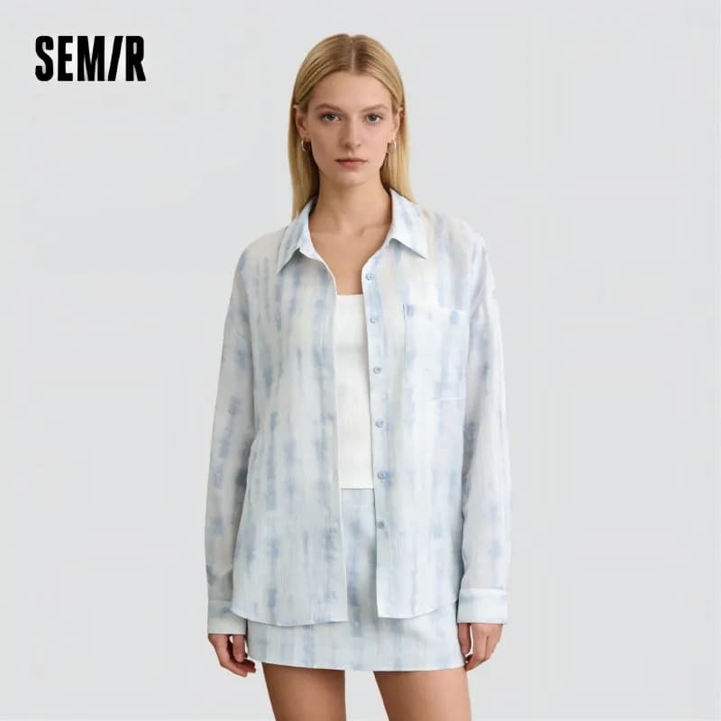 Semir Women Shirt Textured 2026 Loose Fit Two Piece Set Urban Casual Everyday Style Soft Comfortable Daily Wear