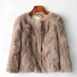 2025 New Women's Real Rabbit Fur Coat High-waist Round Collar Cardigan Long-sleeved Slim Fit Rabbit Jacket Women Fashion Coat
