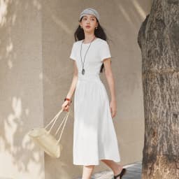 Semir Women Dress Pleated 2026 Crew Neck Cooling Waist Cinched Urban Casual Everyday Style Soft Comfortable Daily Wear Trendy