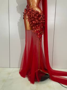 Sexy One Shoulder Shiny 3D Floral Mesh Transparent Maxi Dress 2025 Evening Party Birthday Wedding NightClub Bar Stage Costumes